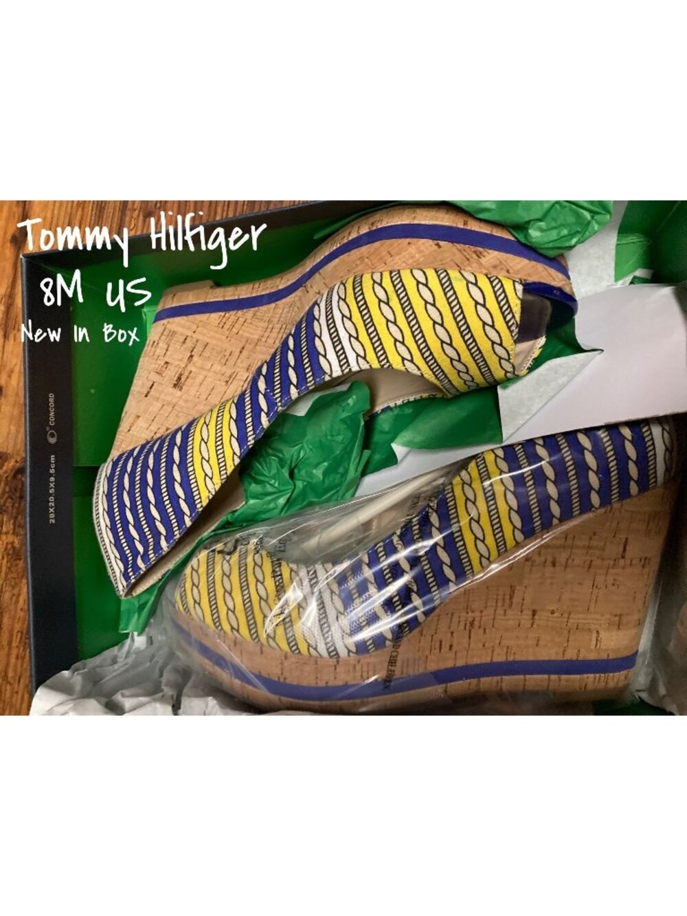Tommy Hilfiger Women's Cork & Fabric Wedge Sandals Size 8M - New in Box